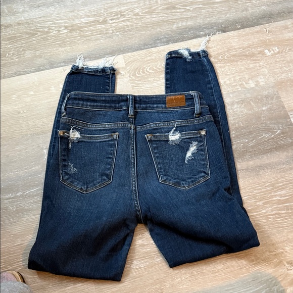 Judy Blue Dark Blue Distressed Skinny Jeans - Picture 5 of 6